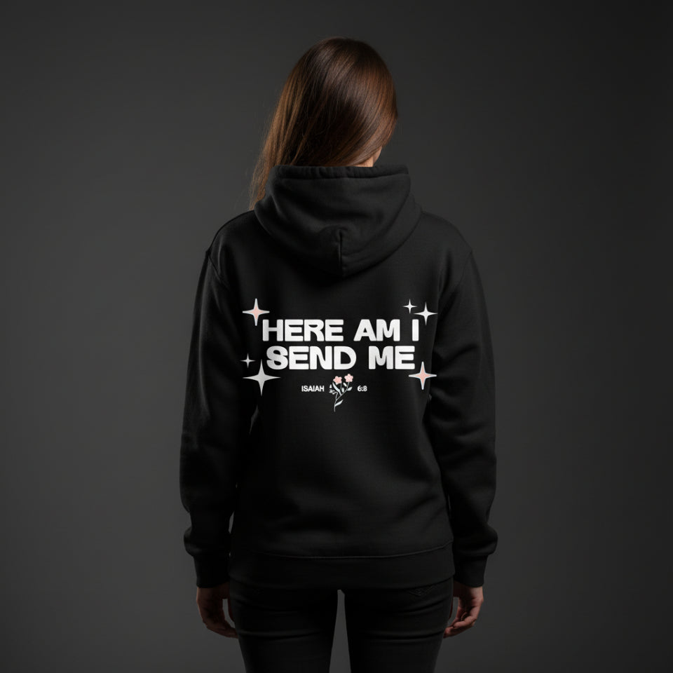 Here Am I Vintage Black Hoodie